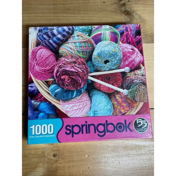 SEALED!Springbok Puzzle "Knit Fit" Yarn/Knitting 1000 pieces jigsaw 24in by 30in - Picture 1 of 2
